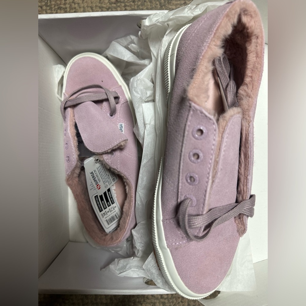 Superga NWT Pink Suede Fur-Lined Sneakers